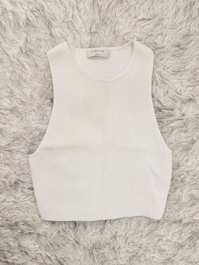 Babaton Sculpt Knit Racer Cropped Tank - White